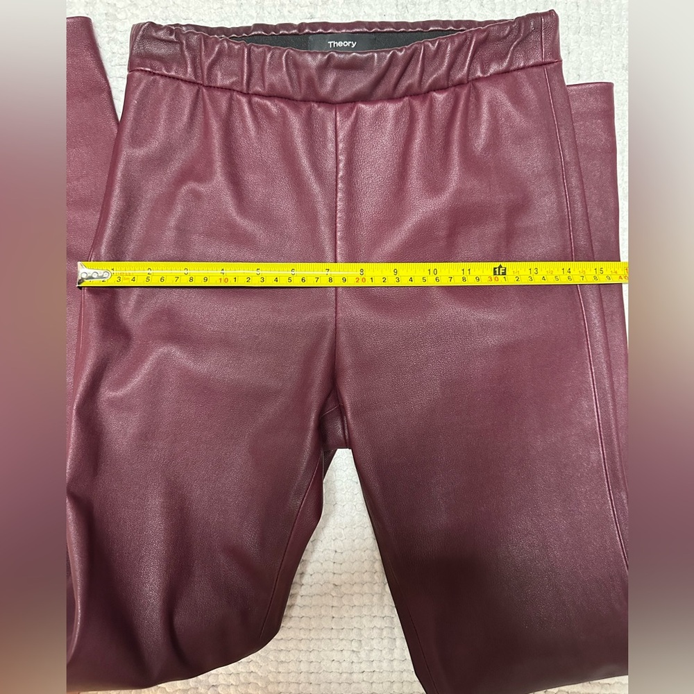 $990 Theory leather leggings jeggings skinny pants burgundy size 0 - Picture 13 of 16